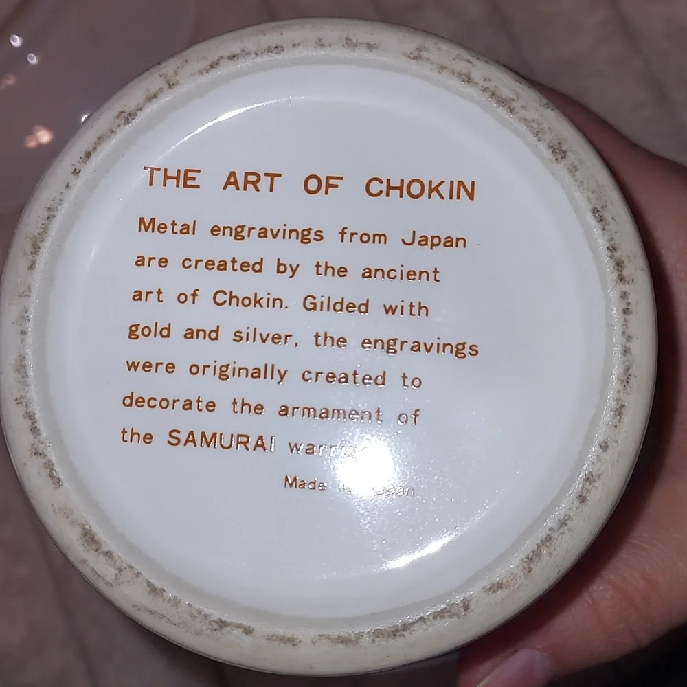 Art Of Chokin Japenese Vase And Plate Vintage Decor Set